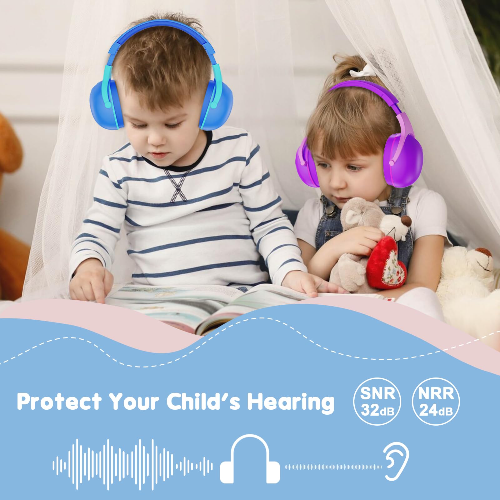 ProCase Noise Cancelling Headphones for Kids 2 Pack Kids Ear Protection for Monster Jam Truck Hearing Protection Noise Reduction Earmuffs for Sensory Autism Toddler Children -Indigo - Image 2
