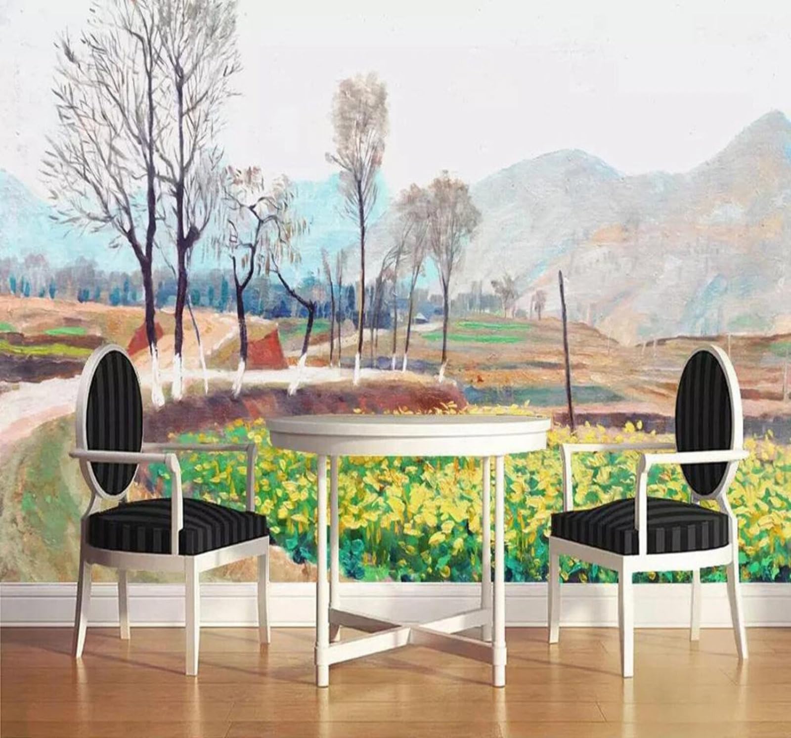 Tzxztt 250Cm×170Cm(B×H) Minimalist Fresh Aesthetic Pastoral Scenery Modern 3D Wallpaper Premium Textured Silk Neutral Tones Material Ideal For Living Room Bedroom-250Cm×170Cm