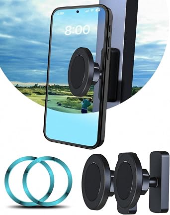 Magnetic Golf Cart Phone Holder, with Powful N52 Magnet, Golf Cart Phone Mount, Compatible with MagSafe iPhone 16/15/14/13/12 Series, Fits EZGO/Yamaha/Club Car/Icon - Golf Cart, Gym 2 Pack