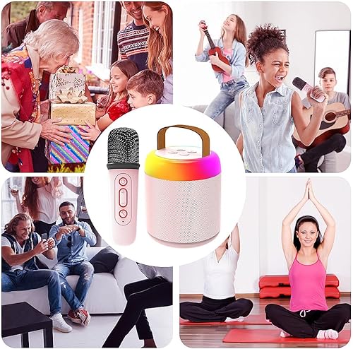 Miniatura 7 de Mini máquina de karaoke para niños y adultos, altavoz Bluetooth portátil con 1 micrófono inalámbrico de karaoke, juguetes musicales, regalos de