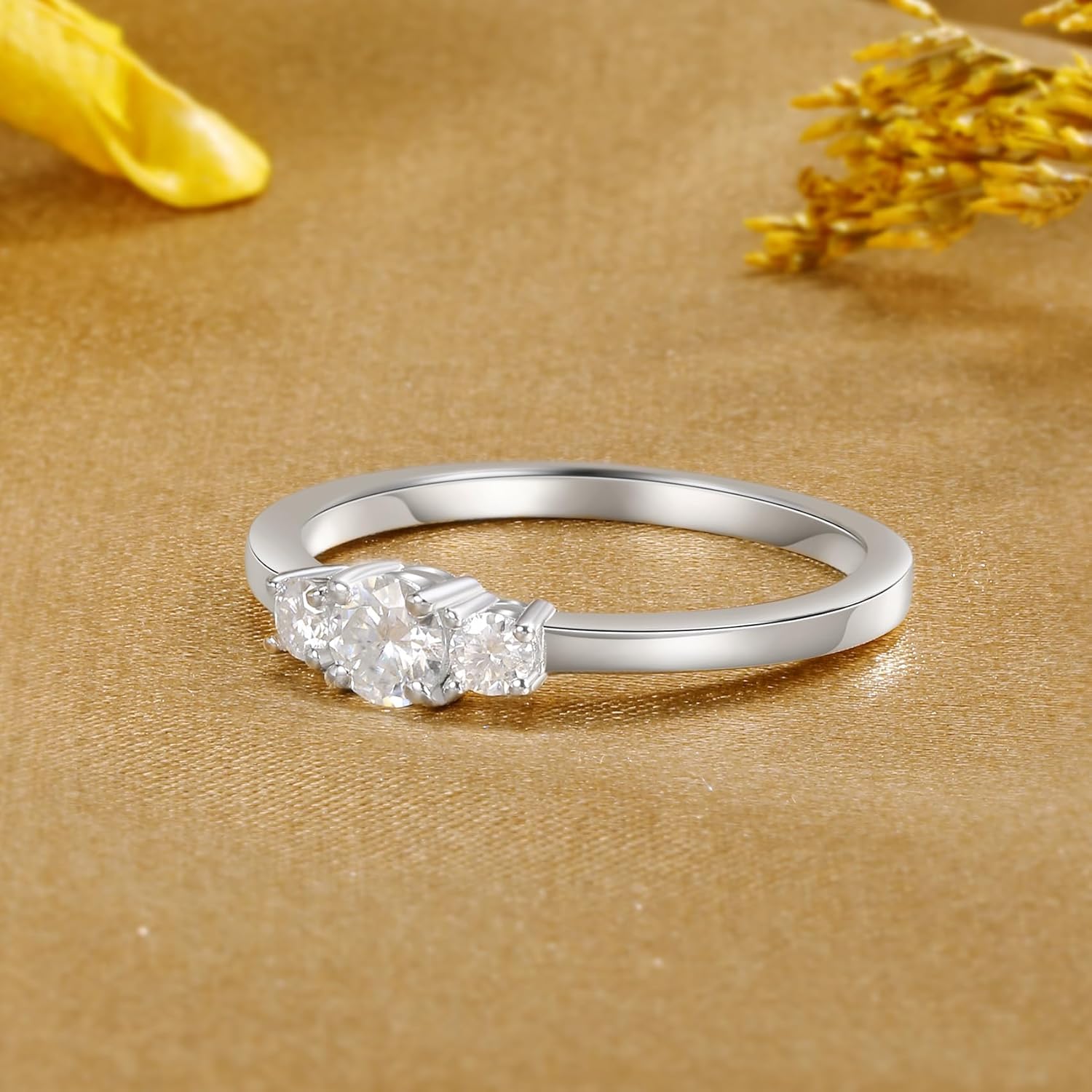 VOLUKA 925 Sterling Silver Moissanite Rings for Women Eternity Band Rings Simulated Diamond White Gold Plated S925 Promise Wedding Statement Engagement Rings - Image 3