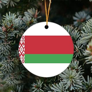 Two-Side Printed Belarus Flag Ceramic Christmas Ornament, Christmas Ornament Gifts for Family Friends Kids, Christmas Keepsake Pendants