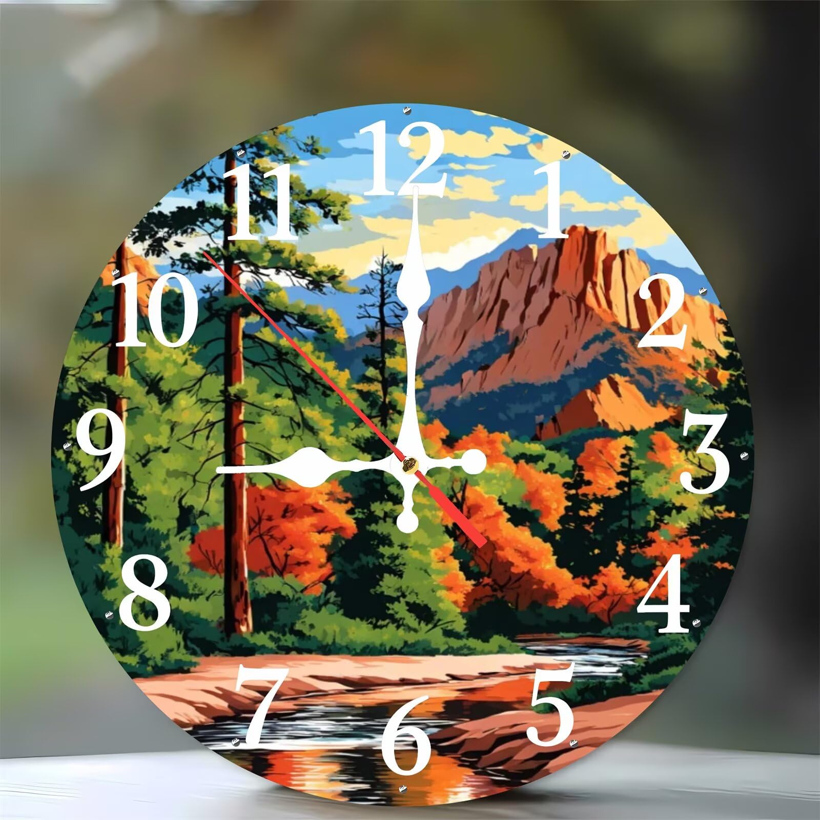 Horloge décorative de cuisine et salon motif nature en bois véritable 35 cm