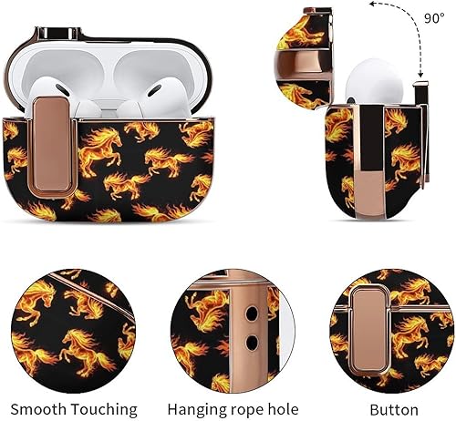 Miniatura 5 de Headphone Cover Compatible with Airpods Pro 2 Case Fire Horses, Plastic, with Lock, Shockproof Protective