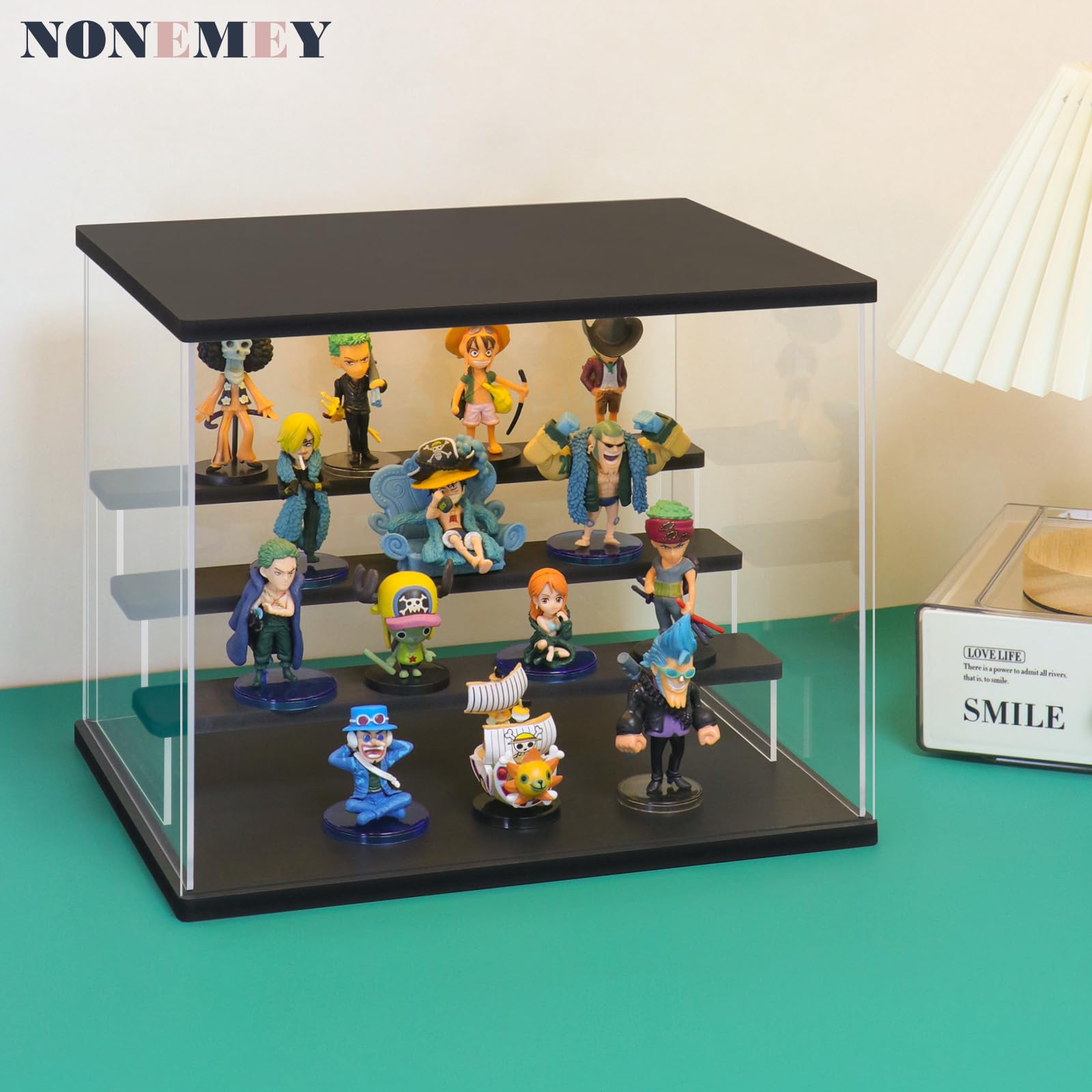 NONEMEY Vitrine pour Collection en Acrylique Transparente avec Éclairage LED Tricolore – Présentoir Anti-Poussière 2/3/4/5/6 Niveaux pour Figurines et Lego (Noir, 4Tier-31.5x24.5x26.5cm)
