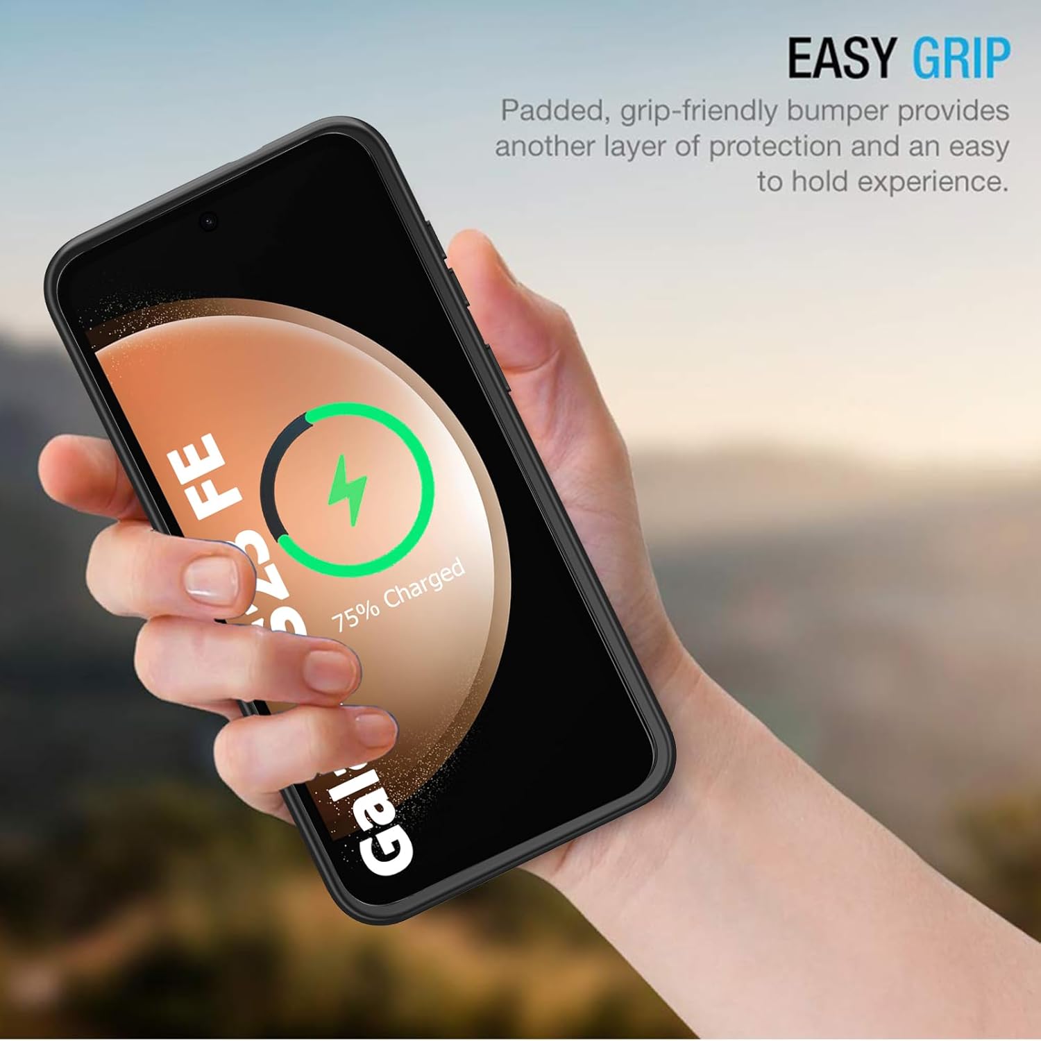 Battery Case for Galaxy S23 FE,12000mAh Portable Protective Smart Wireless Charging Case Support Carplay Compatible with Galaxy S23 FE(6.4 inches)Rechargeable Extended Battery Charger Case(Black)