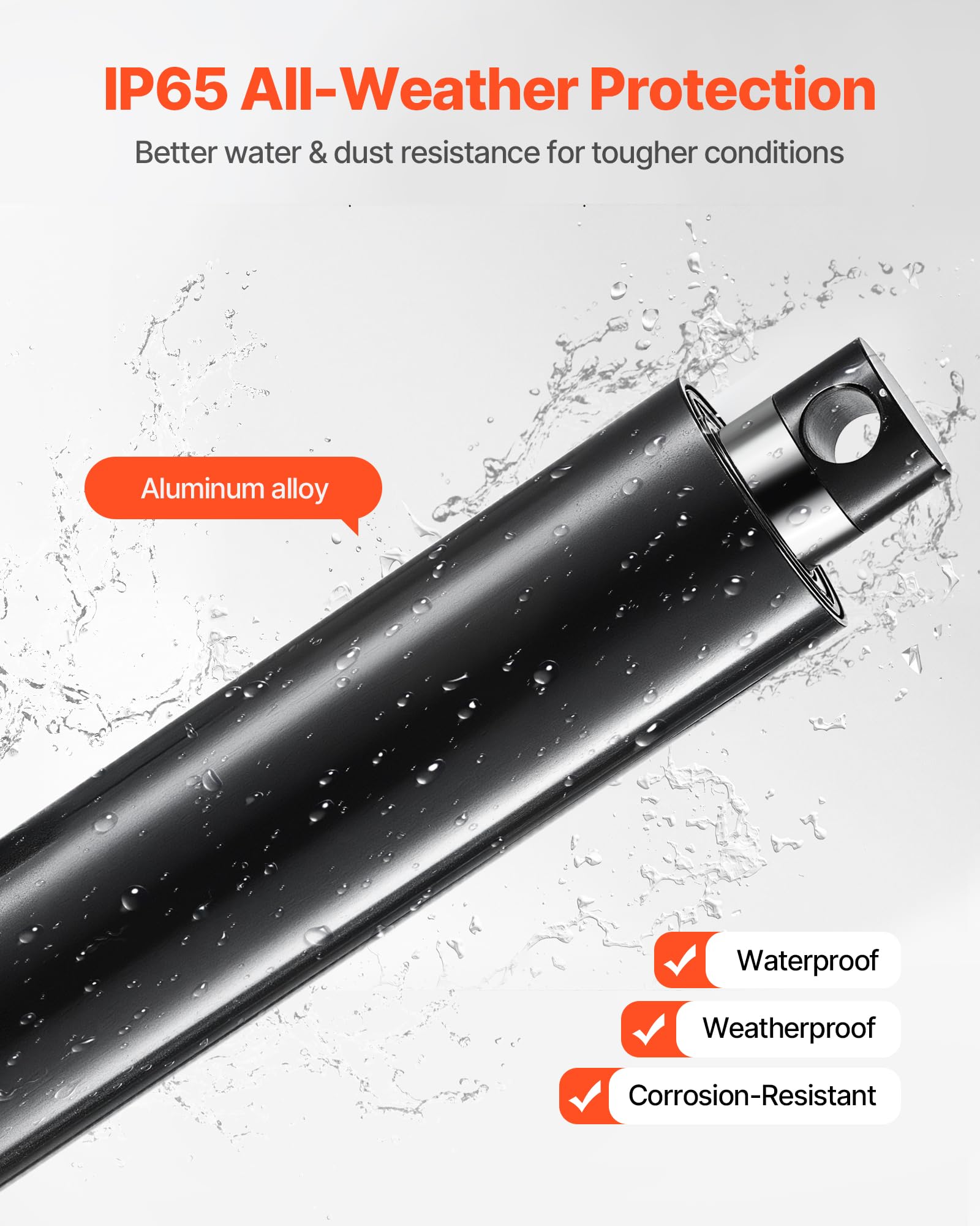 VEVOR Actuador Lineal 12 V, 200 mm, Motor Lineal de 9000 N, IP65, 5 mm/s, con Soportes de Montaje para Contenedores de Maquinaria Industrial y Sistemas de Elevación de Alta Resistencia, Negro