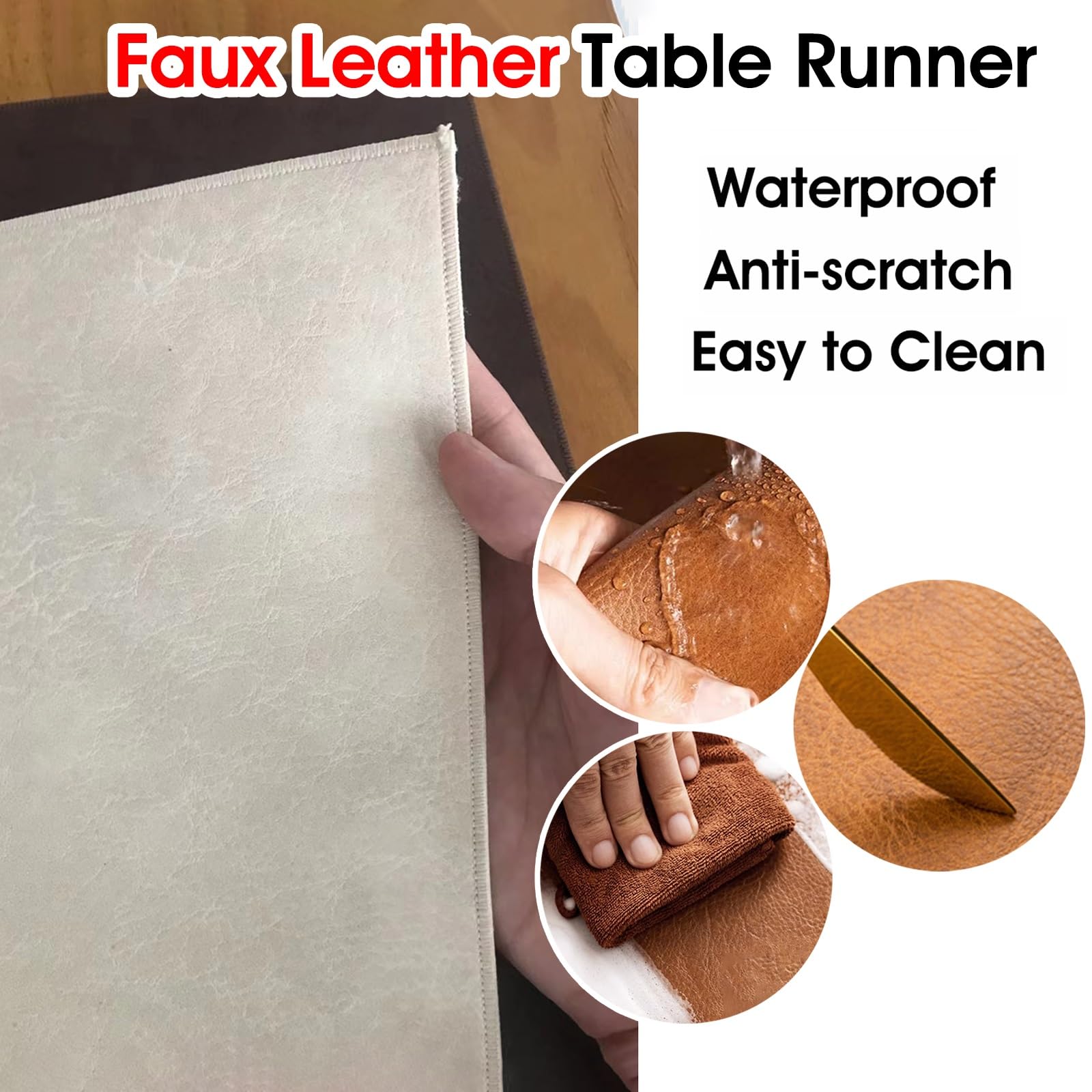 Elegante runner da tavolo per TV in pelle, largo 45,7 cm, per finestre a bovindo e decorazione per la casa, perfetto per matrimoni e scrivanie, disponibile nelle misure da 91,4 a 355,6 cm (bianco