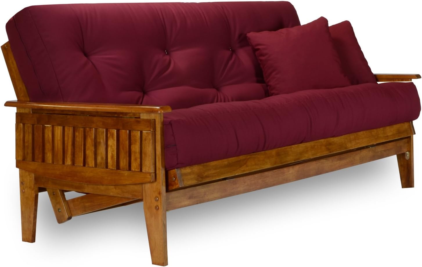 Nirvana Futons Eastridge Futon Set - Queen Size, Frame, 8" Mattress, Twill Burgundy Cover