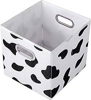 Vista 6 de ANMINY 2 cubos de almacenamiento con estampado de vaca, cestas de almacenamiento de 11 pulgadas con asas, lavables, plegables, de tela de algodón