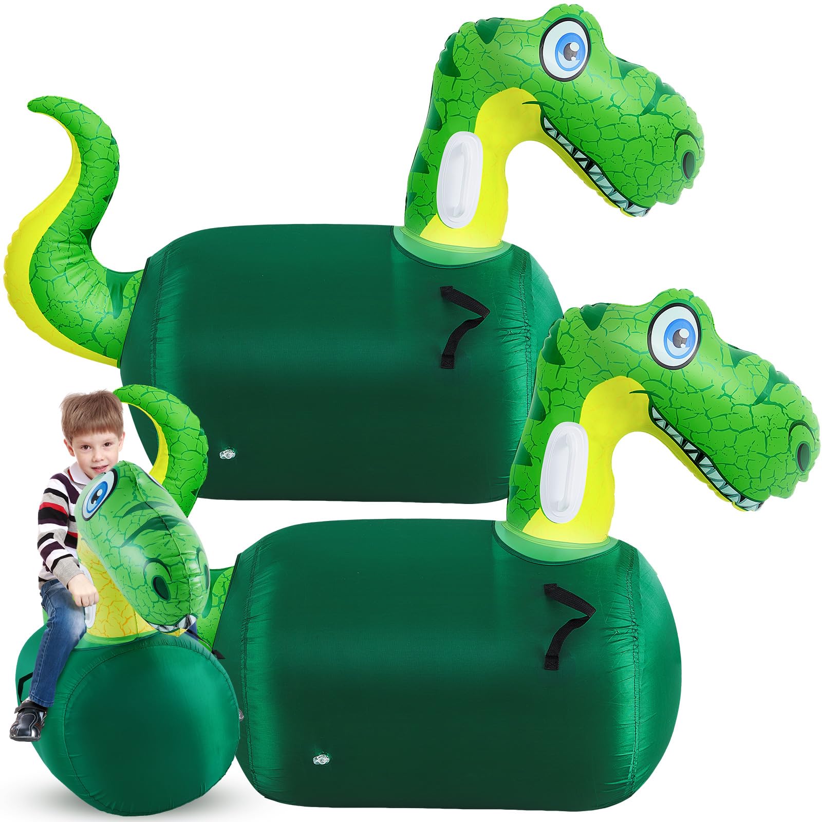 Hiboom 2 Set Dinosaur Bouncy Animals Hopper with Slip Cover Inflatable Bouncing Dinosaur Hopper Large Bouncy Toys for Boys Girls Birthday Party Gifts Supports up to 250 Pounds, Ages 5 and up