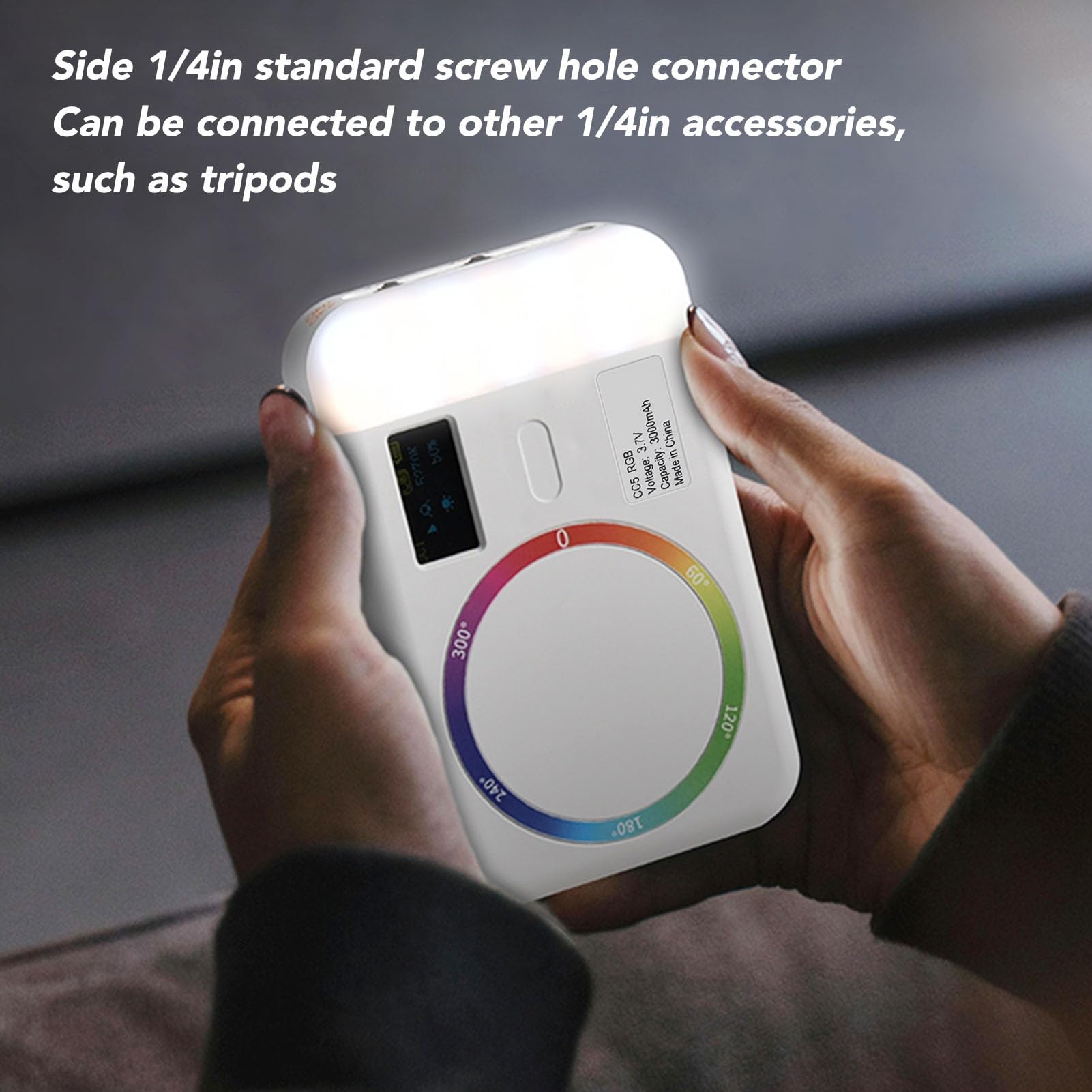 RGB Video Light, Magnetic LED Camera Light 0-360 Full Color, 2500-9000K Dimmable, 3000mAh Portable Photography Lighting w Cold Shoe, 26 Scene Modes for Vlogging, Photography