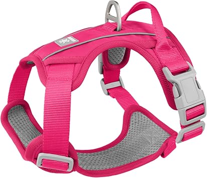 Dog Harness Small Medium Large, No Pull Adjustable Soft Dog Harness with Front Clip, Anti Pull No Choke Reflective Breathable Pet Vest with Easy Control Handle Rose Red, S