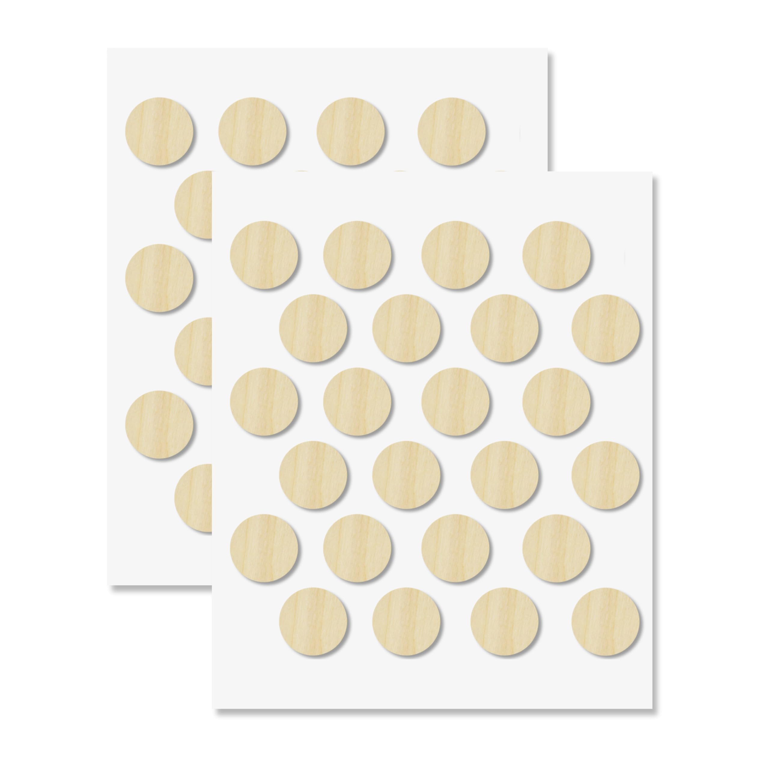 Maple Self-Adhesive Screw Hole Stickers - 48 pcs. 0.79 inch / 20 mm Peel Stick Dust Proof Tape, Water Resistance PVC Caps for Wood Cabinets, Furniture, Drawer, Wardrobe, Kitchen, Table
