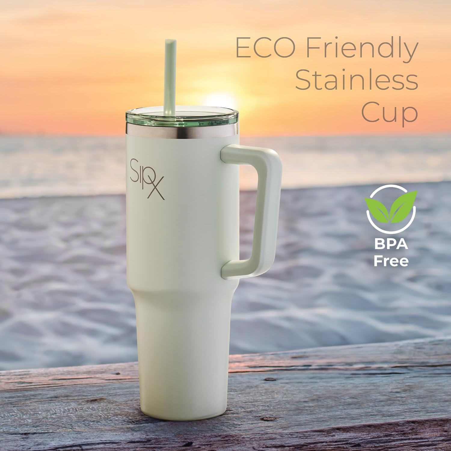 SIPX™ 40 oz Insulated Tumbler with Handle & Straw – Vacuum Insulated Stainless Steel, Leakproof, Cupholder Friendly – Perfect for Iced Coffee, Water & Travel – Green - Image 7