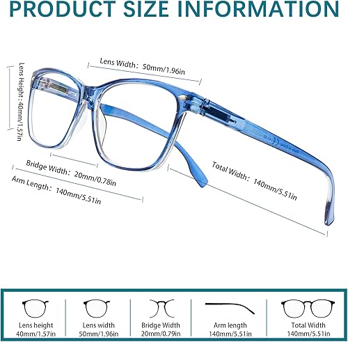 Miniatura 2 de VIDEBLA Paquete de 3 lentes de lectura progresivos multienfoque para mujeres y hombres, bloqueo de luz azul, bisagras de resorte para computadora