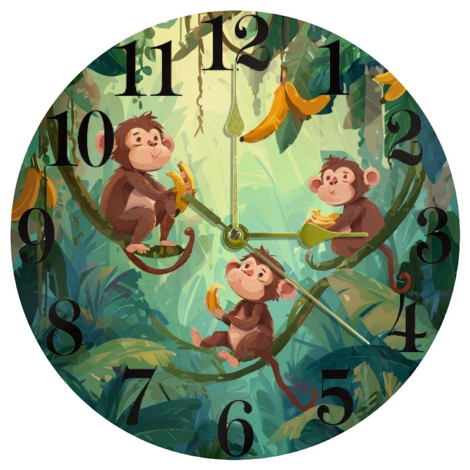 Horloge murale cuisine Singe qui mange une banane déco pour salle de classe