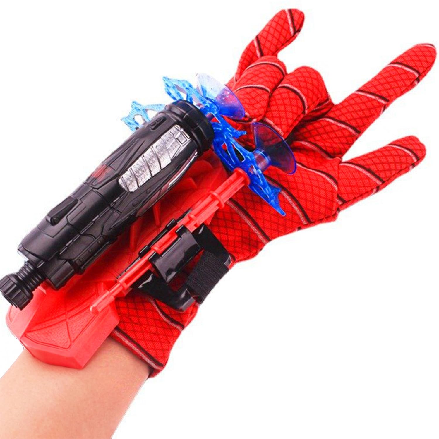 Original Cup® - Gant Spider Lance Toiles d'Araignée pour Enfants et Adultes - Lanceur de Fléchettes avec Ventouses - Déguisement de Super Héros Comics - Costume Cosplay pour Halloween