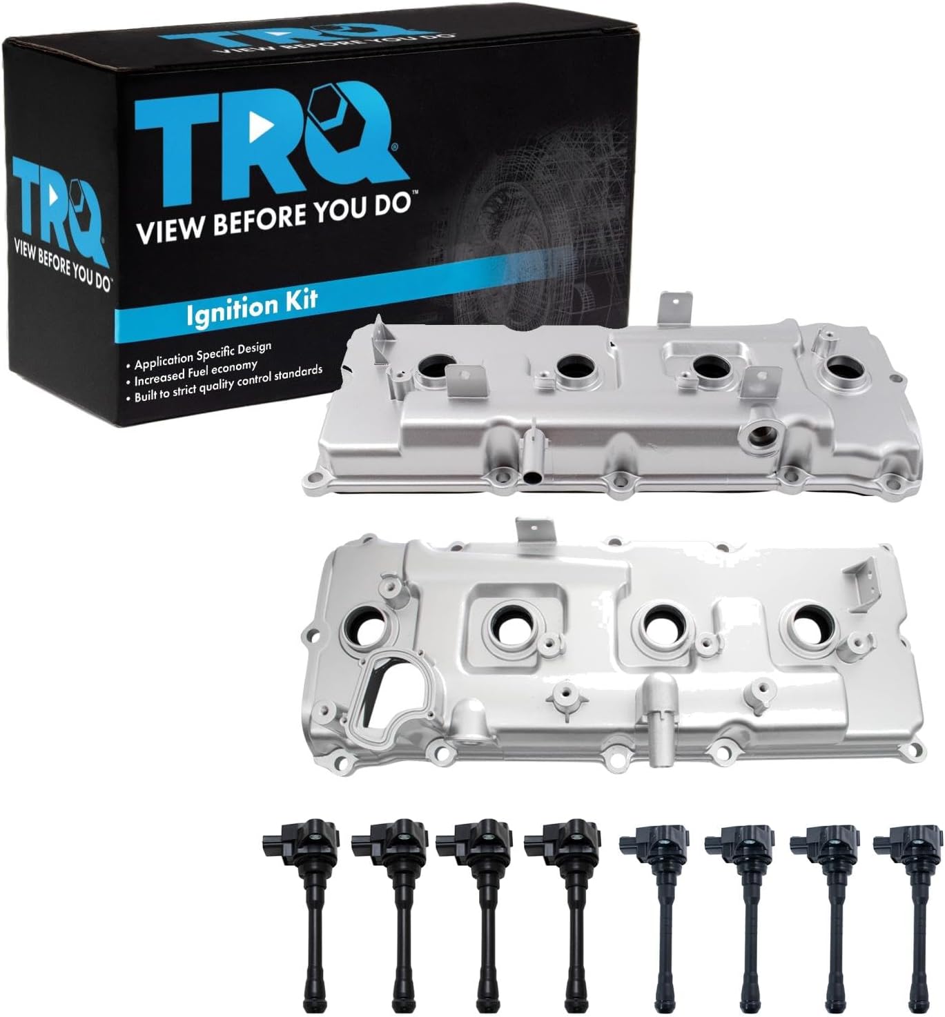 TRQ Ignition Coil Kit 10 Piece Valve Cover Compatible with 2016-2017 Nissan NV2500 2016-2017 NV3500