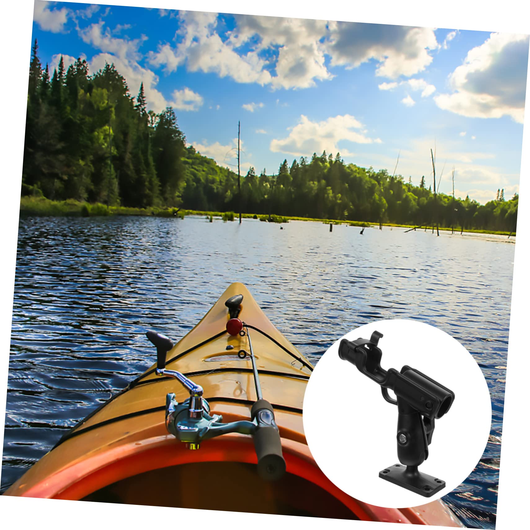 INOOMP Porta Canne da Pesca per Kayak in Nylon Nero, Supporto Fisso e Smontabile, Comodo da Trasportare la Pesca in Barca e Attività Outdoor