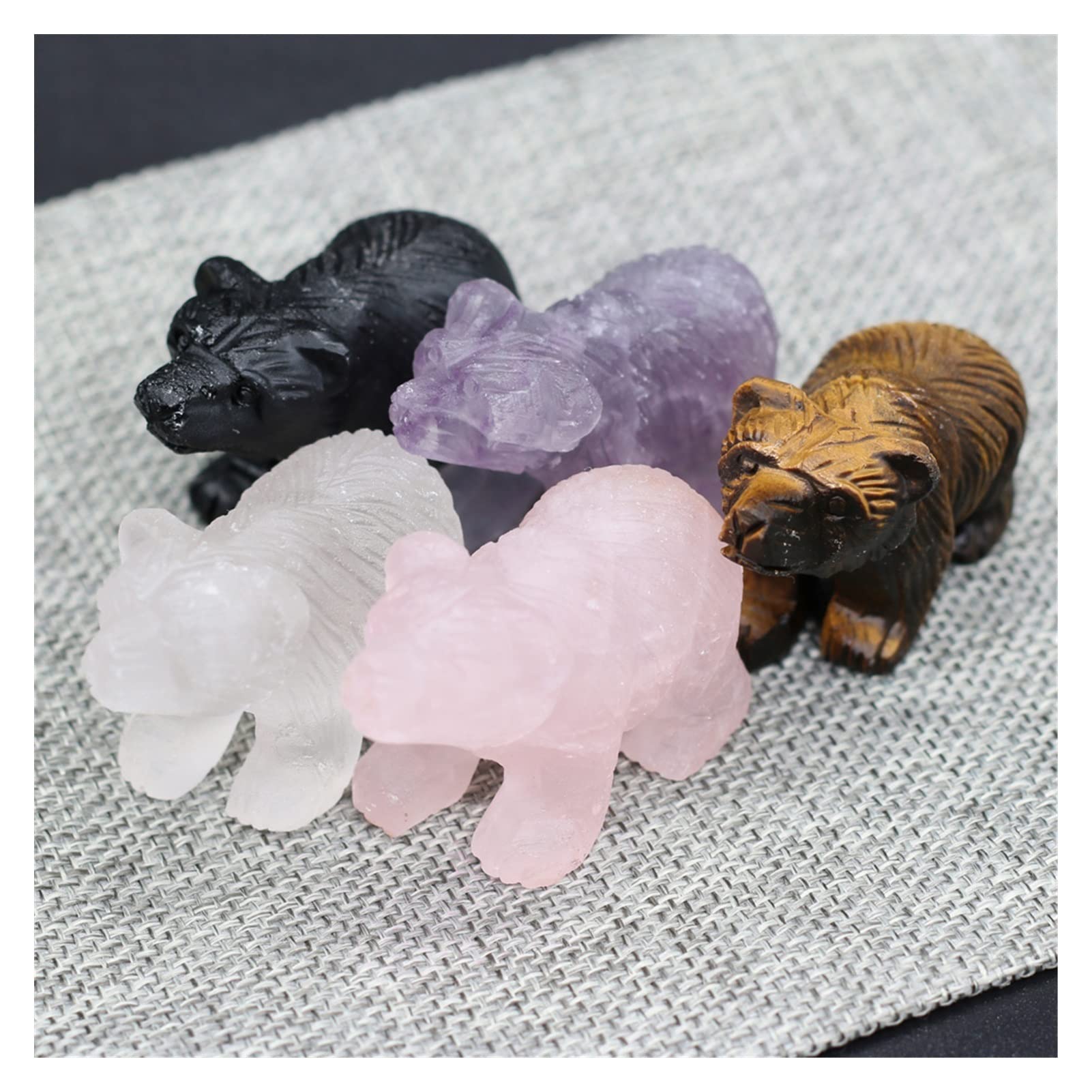 本水晶　熊　石　石製　石彫　石彫り　置物 Amazon.co.jp: クマの置物像天然水晶石彫刻工芸品ジュエリーホーム