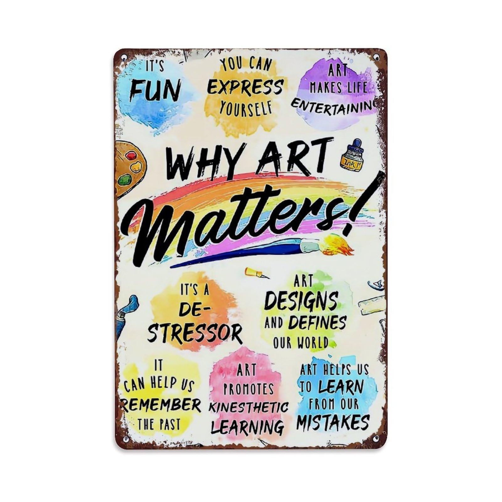 Jdfenggu Vintage Why Art Matters Poster Design Retro Metal Tin Sign, Metal Poster For Bar, Home, Man Cave, Kitchen, Laundry Room Art Decor 8X12 Inch