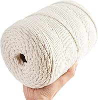 AIFUN Macrame Cord 5mm x 328 Yards Natural Cotton Rope, 4-Strand Twisted for Wall Hangings, Plant Hangers, Crafts & Wedding Decor