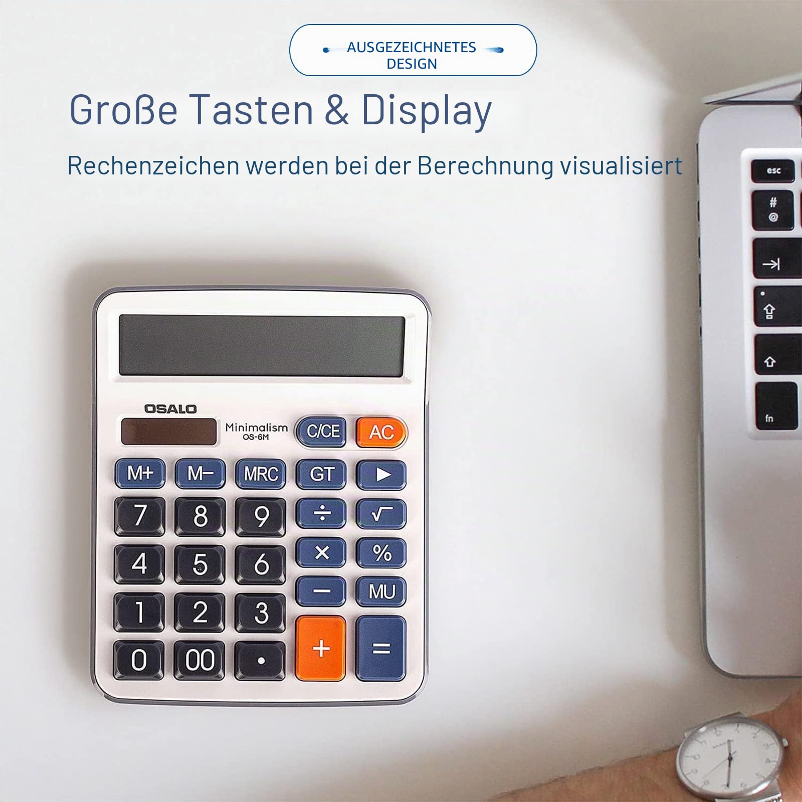 OSALO Taschenrechner Tischrechner büro 12-stelliger große Tasten LCD Anzeige