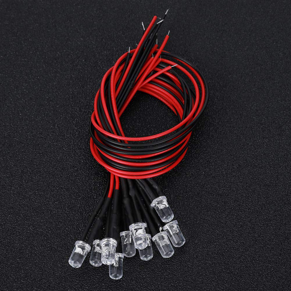 Duokon Diode LED Filaire 10pcs 12v 5mm LED Diode Électroluminescente