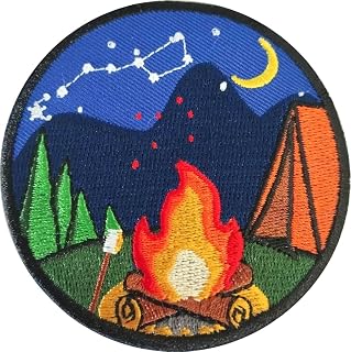 PatchClub Camping Patch Campfire Fire Mountain Adventure Outdoors, 3 inches - Colorful Embroidered Cool Iron On/Sew On Patches (Campfire)