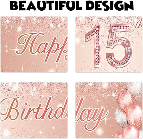Miniatura 3 de Cartel de feliz cumpleaños número 15 con temática de confeti decoración para niñas fiesta de cumpleaños número 15 regalos de fiesta de cumpleaños