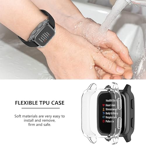 Miniatura 5 de Paquete de 5 protectores de pantalla compatibles con Garmin Venu Sq y Venu Sq 2, carcasa chapada en TPU suave, cubierta completa, compatible con