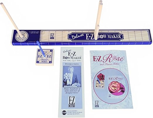 EZ Bow Maker with Rose and Flower Maker Attachment - Easy Bow and Flower Maker Tool Kit for Ribbon, Crafts, Wreaths, Gift Bows, Hair Bows, Flowers, Roses, Christmas Decor Bowmaking, Weddings