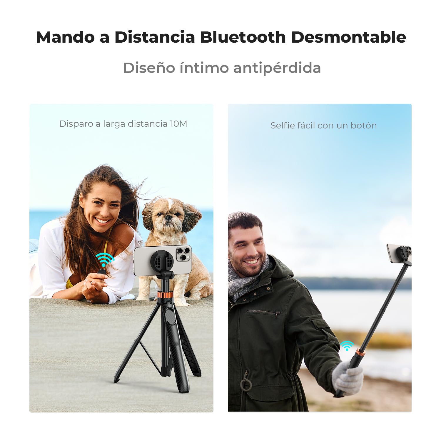 K&F CONCEPT MS19 Palo Selfie Trípode Magnético 162CM Móvil con Mando a Distancia Desmontable para Smartphone, Mini Trípode, Compatible con iPhone 17/16/15/14/13/12, con Anillo Magnético
