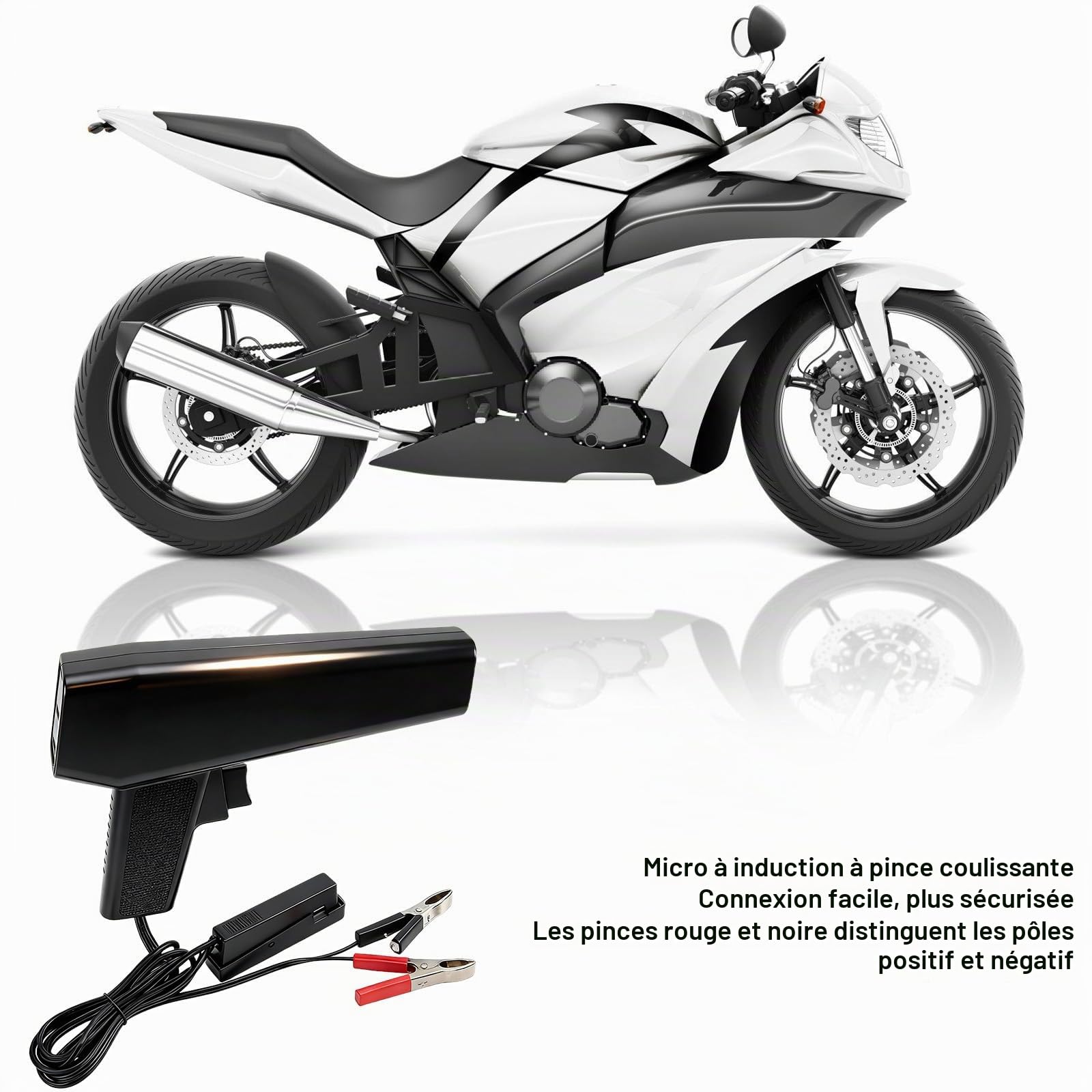 Lampe Stroboscopique d'Allumage avec Capteur Coulissant, Affichage Numérique LED, pour Moteurs Essence 2 et 4 Temps