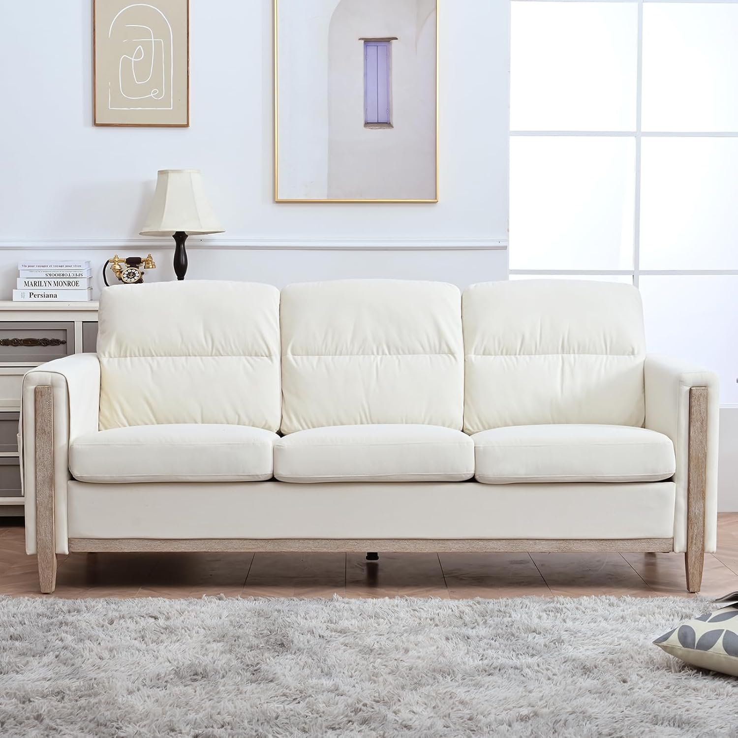 Dvasovio 79.5" Velvet Sofa Couch, Comfortable Solid Wood