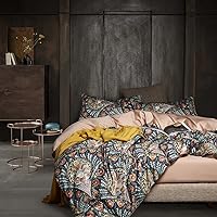 Vista 20 de Cupocupa Juego de funda de edredón tamaño King, diseño floral bohemio, juego de funda de edredón para cama de tamaño King, ropa de cama suave