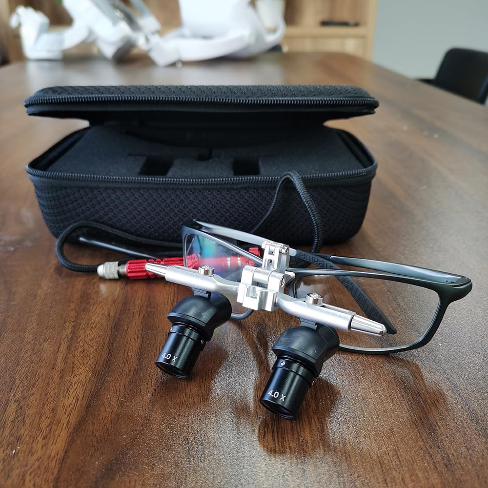 Photo 1 of VIBURISH 4.0X 5.0X 6.0X Binocular Loupe Dental 48 ° Ergo Loupes Adjustable Working Distance Surgical Magnifying Glasses Tools (4.0X)