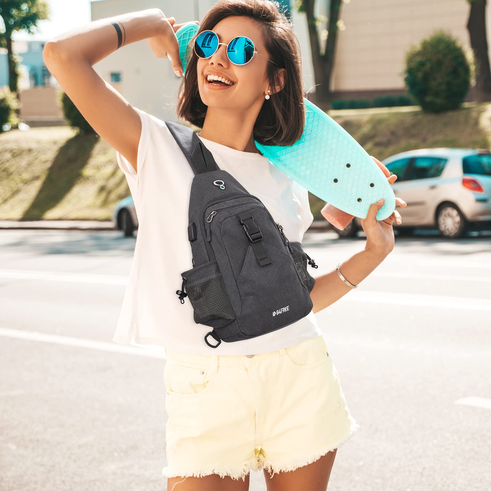 G4Free Borsa a tracolla RFID zaino a tracolla in tela zaino impermeabile per uomo donna