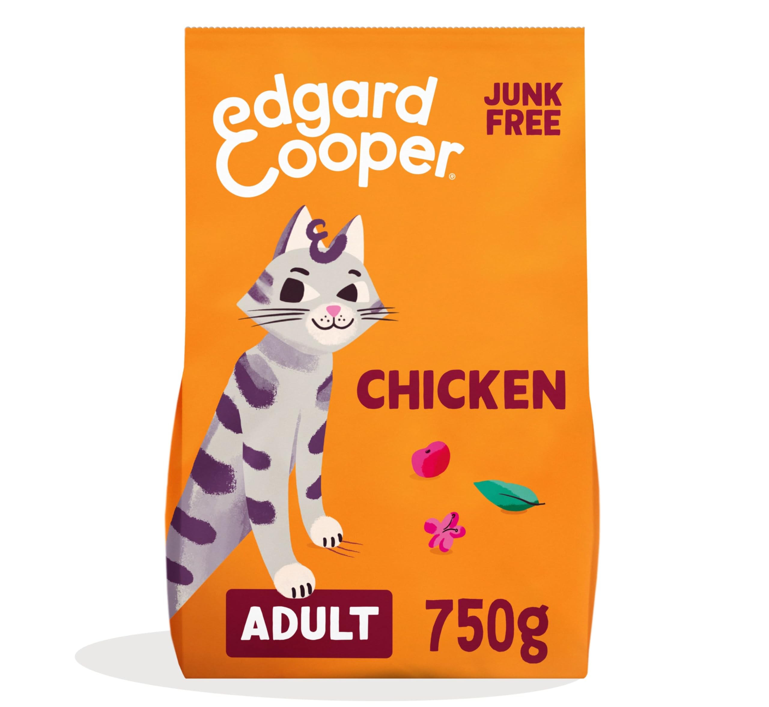Edgard Cooper Crocchette Gatti, (Pollo, 750g), croccantini gatto sterilizzati o attivo, carne fresca e ingredienti naturali, senza cereali, senza zuccheri aggiunti