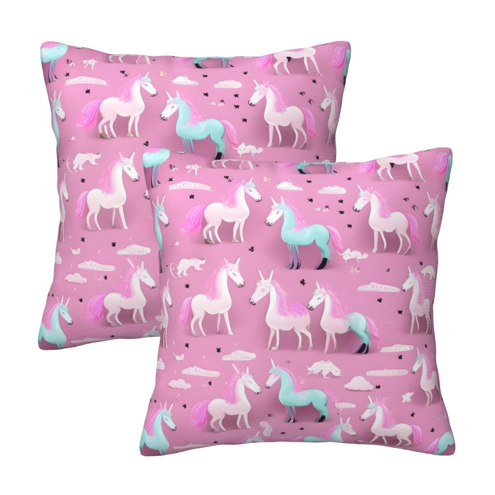 Housses de coussin imprimées licornes rouges, décoration lit et canapé de salon