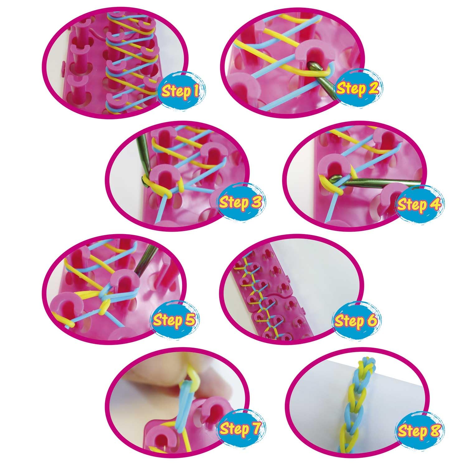 CRAZE Loops Krośno do Wiązania Kolorowych Gumek, Zestaw do Robienia Bransoletek i Prac Manualnych, Tablica do Loom Bands