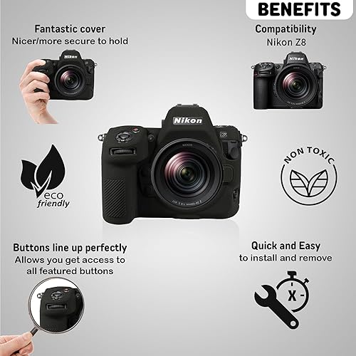 Miniatura 3 de Nikon Z8 - Funda protectora de goma de silicona para el cuerpo de la cámara, compatible con Nikon Z8 (negro)