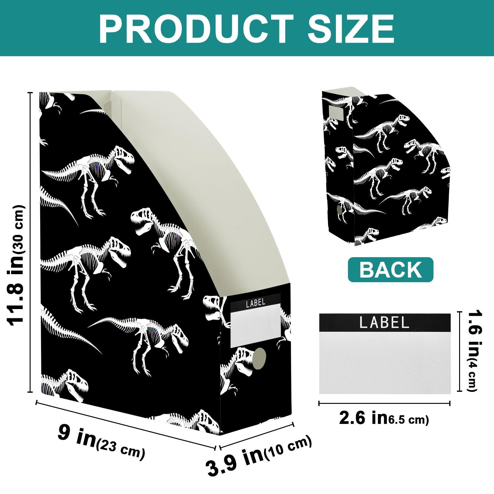 Elegante classico dinosauro nero Paper Organizer per scrivania