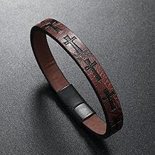 Pulsera tejida con cierre &uacute;nico en forma de cruz de 1 pieza, pulsera con banda de cuero, dise&ntilde;o de cruz elegante para mujeres y hombres, accesorio de joyer&iacute;a cl&aacute;sica y de moda (marr&oacute;n)