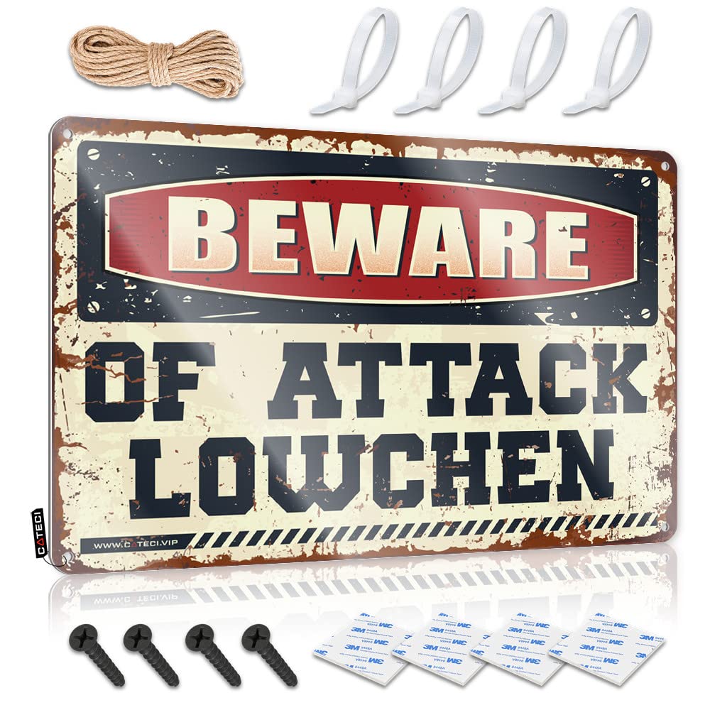 Mwfkkaddb Women's One Color Warning Signs For Bedroom Beware Of Attack Lowchen Tin Sign Funny Home Bar Signs Wall Decor Metal Tin Sign