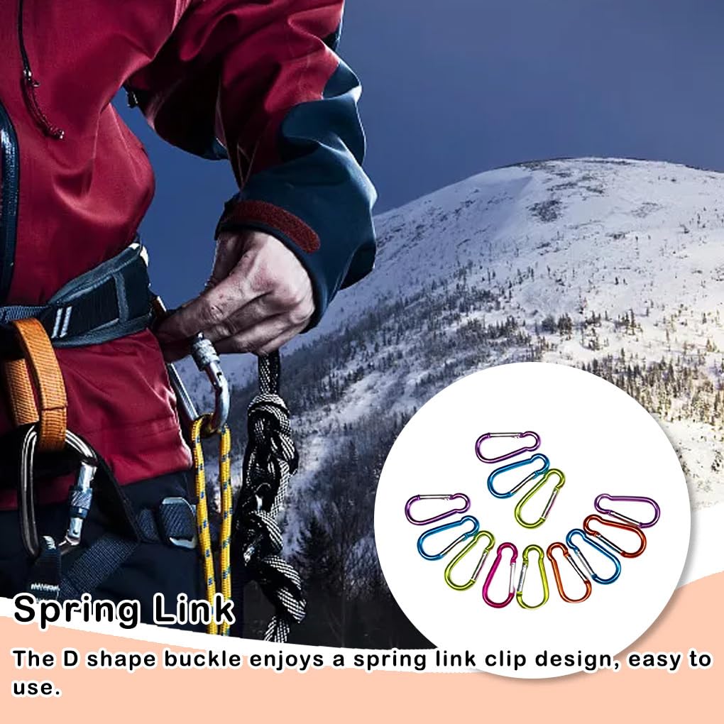 Boucle en Alliage d'aluminium 12 pièces, Porte-clés d'escalade en Forme de D, Mousqueton à Pression de Survie, Outils matériels pour l'alpinisme