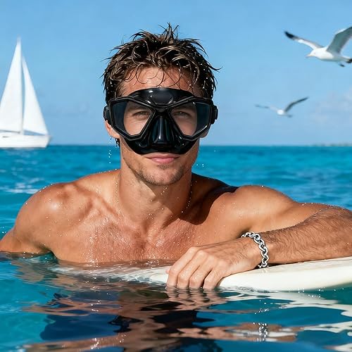 Miniatura 6 de Scuba Mask Adults, Snorkel Diving Mask, Freediving Mask, Snorkeling Gear Swimming Goggles HD Tempered Glass, Low-Volume Dive Mask with Nose Cover,