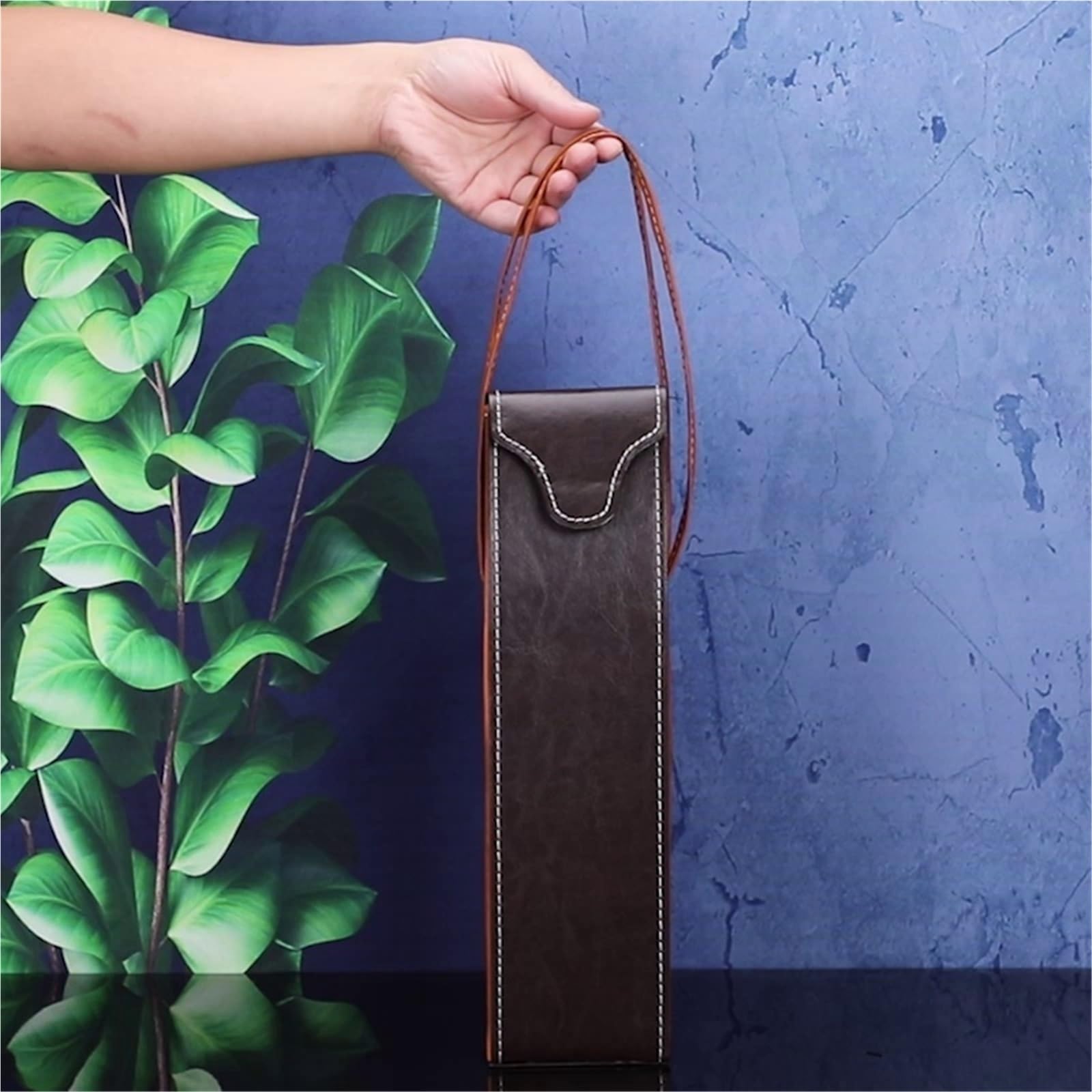 Bolsa De Vino Borsa for imballaggio del Vino Rosso in Pelle PU, Borsa Riutilizzabile for Il Trasporto del Vino, scatole for imballaggio di Bottiglie Singole di Champagne con Manici(Brown02)