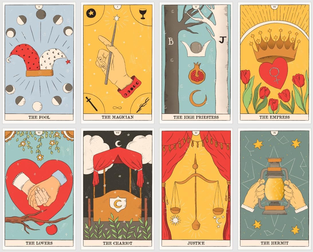 Fools JourneyTarot Cards Deck. Minimalism Tarot Cards Deck. Fortune Telling and Divination Cards